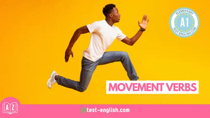 A1 English vocabulary lesson on movement verbs with a running man. Learn action verbs with pictures, examples, and exercises.