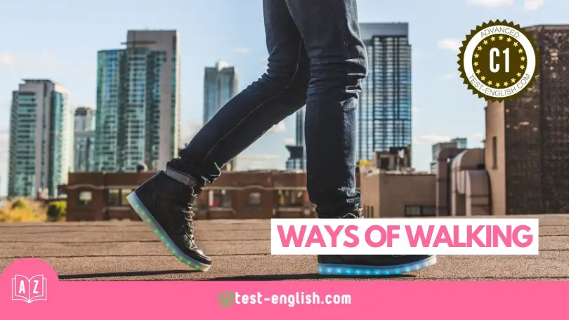 Person walking on a city street for a C1 English vocabulary lesson on ways of walking