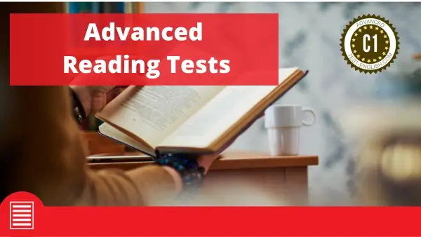 Person reading an open book at a desk for C1 Advanced English reading tests and comprehension practice.